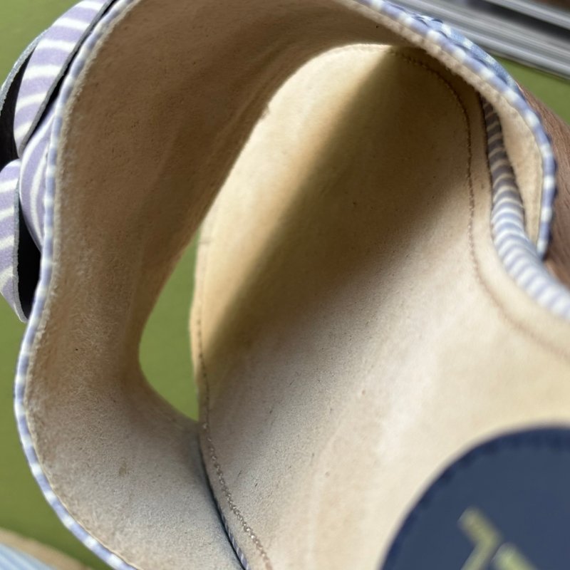 38號 ::CHANEL:: Cloth Mules & Clogs 香奈兒 春夏藍白線條 山茶花穆木屐拖鞋-20