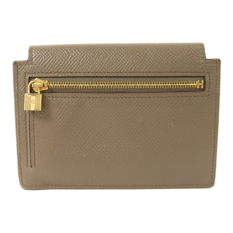 HERMES Epsom皮革Kelly Pocket錢包Etain-1