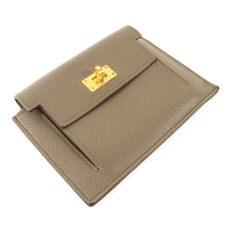 HERMES Epsom皮革Kelly Pocket錢包Etain-2