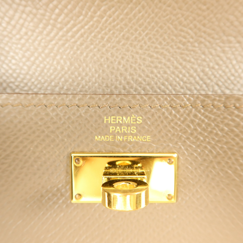 HERMES Epsom皮革Kelly Pocket錢包Etain-5