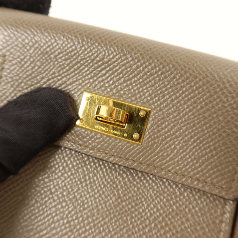 HERMES Epsom皮革Kelly Pocket錢包Etain-8