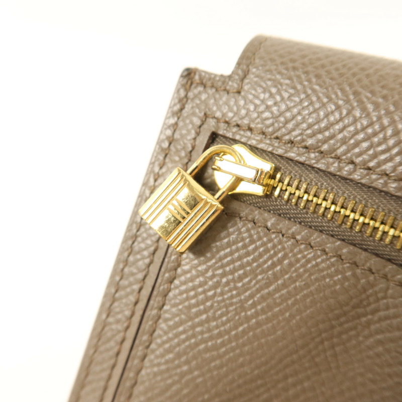 HERMES Epsom皮革Kelly Pocket錢包Etain-9