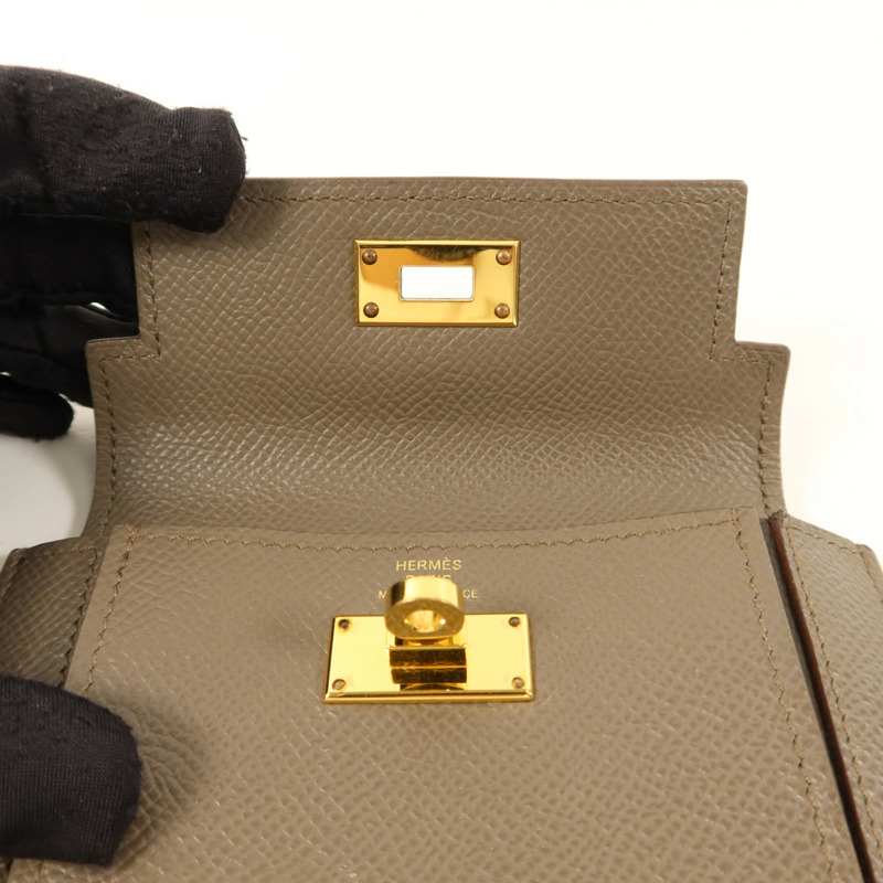 HERMES Epsom皮革Kelly Pocket錢包Etain-10