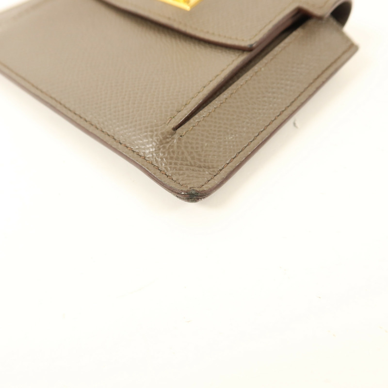 HERMES Epsom皮革Kelly Pocket錢包Etain-11