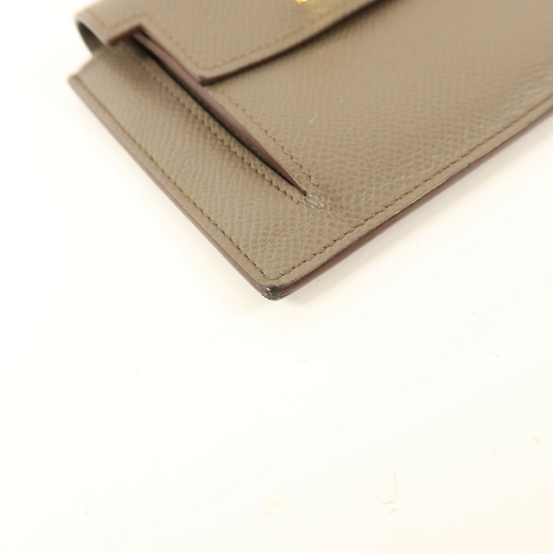 HERMES Epsom皮革Kelly Pocket錢包Etain-12