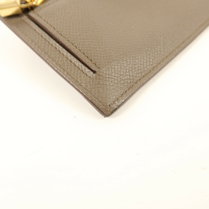 HERMES Epsom皮革Kelly Pocket錢包Etain-14