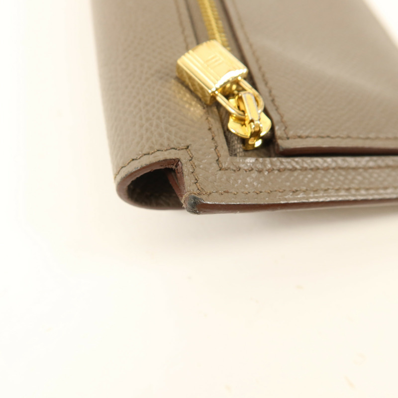 HERMES Epsom皮革Kelly Pocket錢包Etain-16
