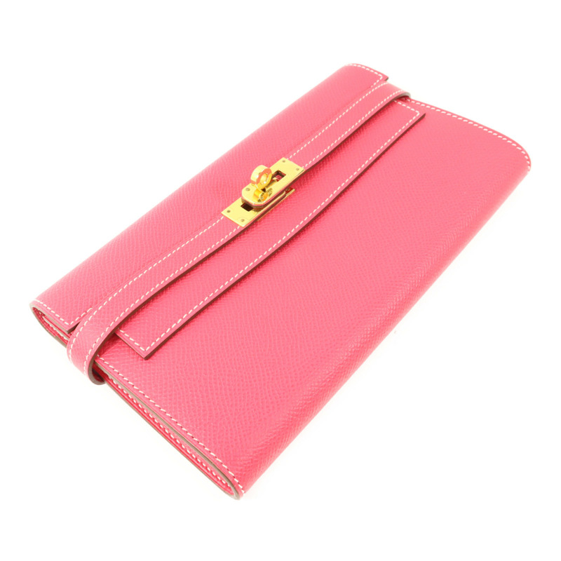 HERMES Epsom皮革Kelly Wallet長錢包Rose Tyrien-2