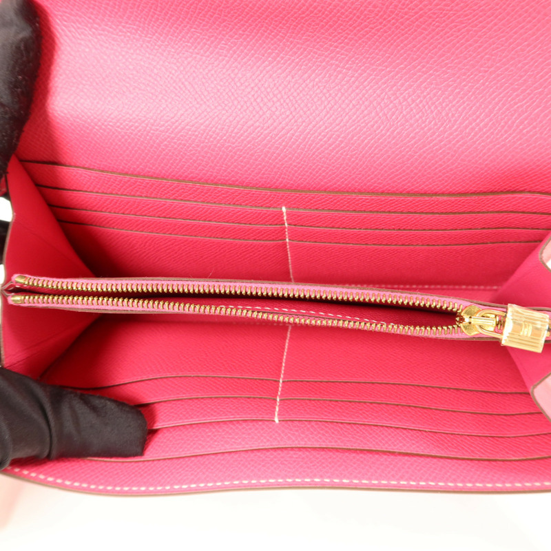 HERMES Epsom皮革Kelly Wallet長錢包Rose Tyrien-4