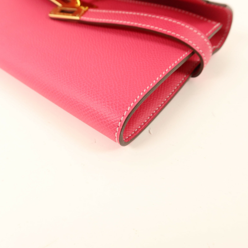 HERMES Epsom皮革Kelly Wallet長錢包Rose Tyrien-11