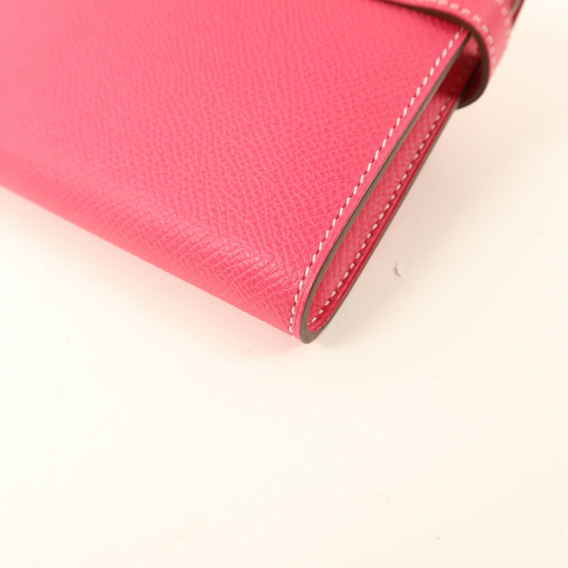HERMES Epsom皮革Kelly Wallet長錢包Rose Tyrien-13