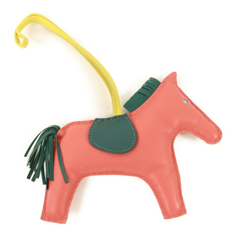 HERMES Milo皮革Rodeo GM掛飾Malachite/Rose Azalee-1