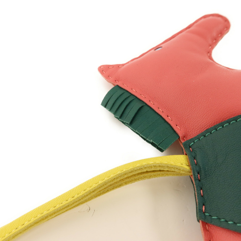 HERMES Milo皮革Rodeo GM掛飾Malachite/Rose Azalee-3