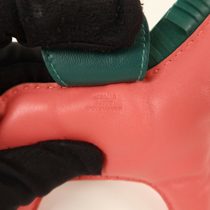 HERMES Milo皮革Rodeo GM掛飾Malachite/Rose Azalee-4