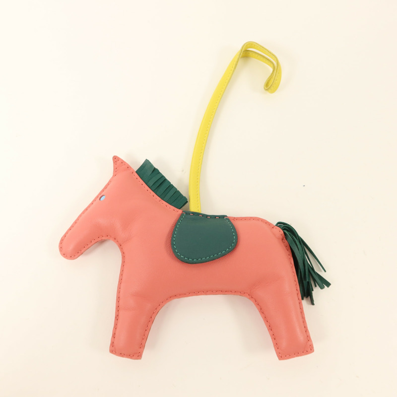 HERMES Milo皮革Rodeo GM掛飾Malachite/Rose Azalee-5