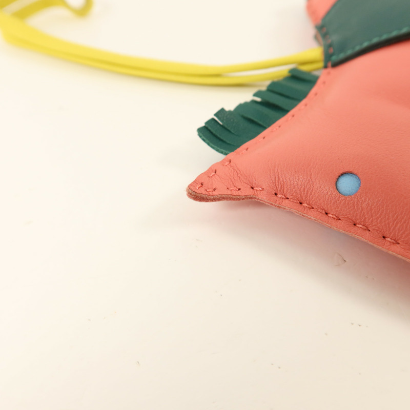 HERMES Milo皮革Rodeo GM掛飾Malachite/Rose Azalee-7