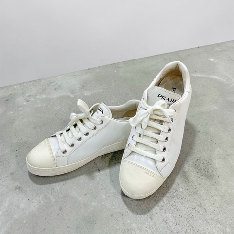 莉亞精品♡ Prada  白鞋帆布鞋 39 二手