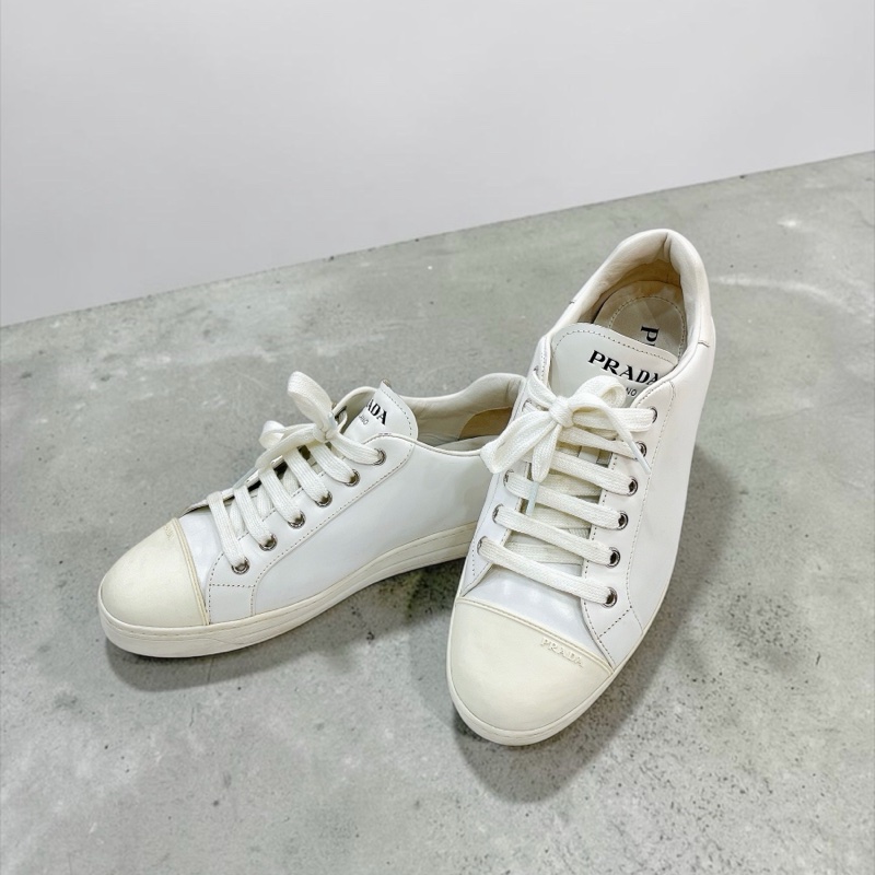 莉亞精品♡ Prada 白鞋帆布鞋 39 二手-0