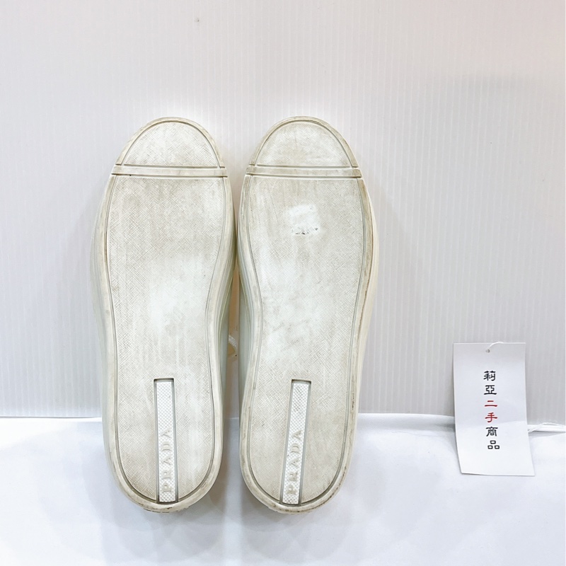 莉亞精品♡ Prada 白鞋帆布鞋 39 二手-5