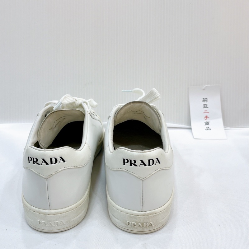 莉亞精品♡ Prada 白鞋帆布鞋 39 二手-8