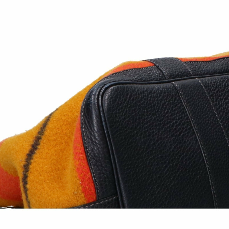 愛馬仕 Hermes Rocabar 羊毛 x Negonda 銀色五金 Garden Party 36 (PM) 手提包 芥末橙黑色 女士-8