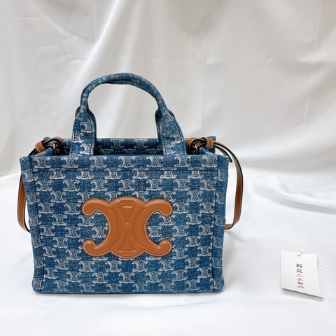 莉亞精品♡ Celine 牛仔老花手提斜背包 二手美品