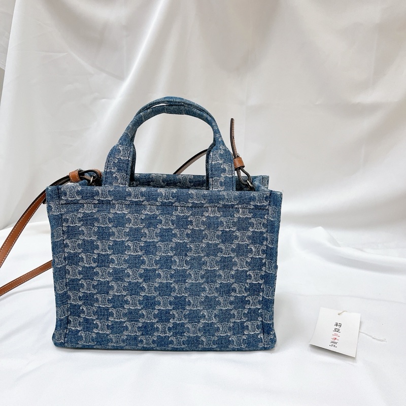 莉亞精品♡ Celine 牛仔老花手提斜背包 二手美品-5