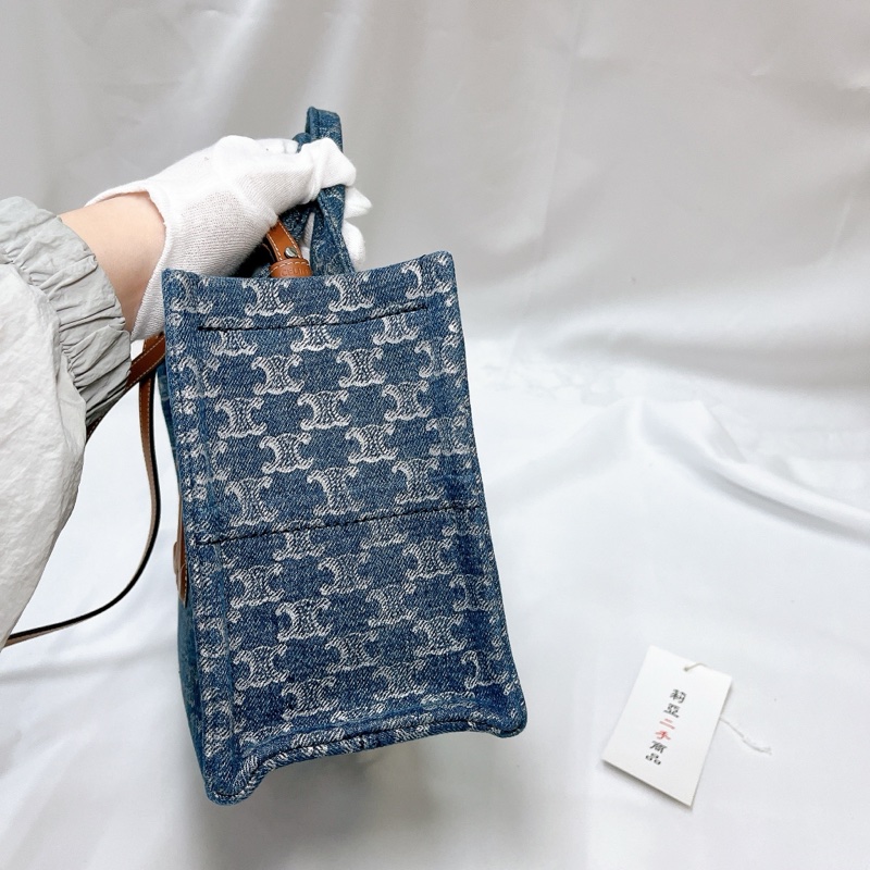 莉亞精品♡ Celine 牛仔老花手提斜背包 二手美品-9