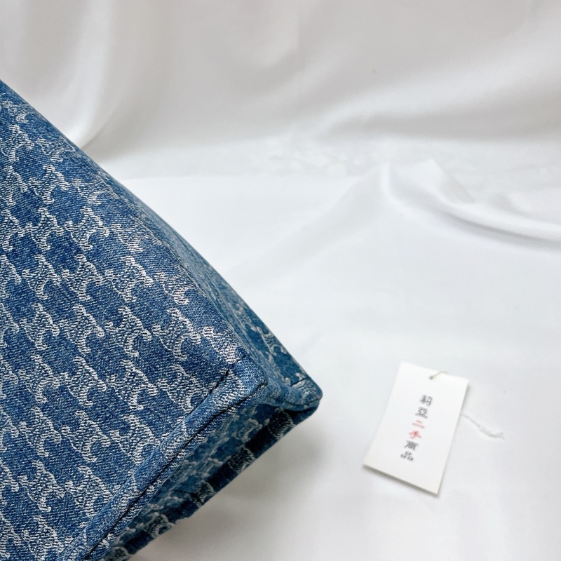 莉亞精品♡ Celine 牛仔老花手提斜背包 二手美品-10