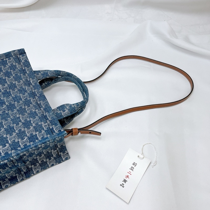 莉亞精品♡ Celine 牛仔老花手提斜背包 二手美品-15