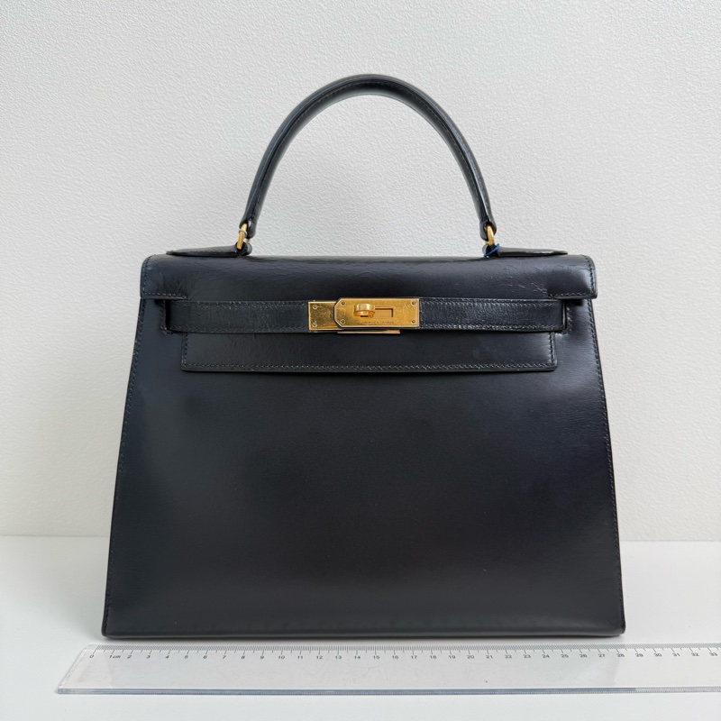 Hermes /愛馬仕 kelly 28 黑金box 手提包-1