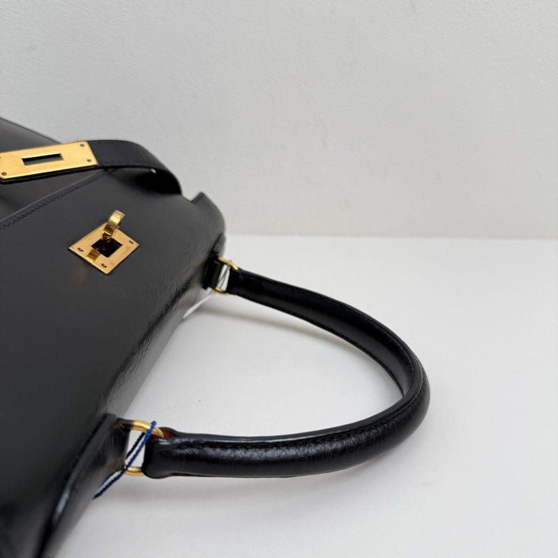 Hermes /愛馬仕 kelly 28 黑金box 手提包-7