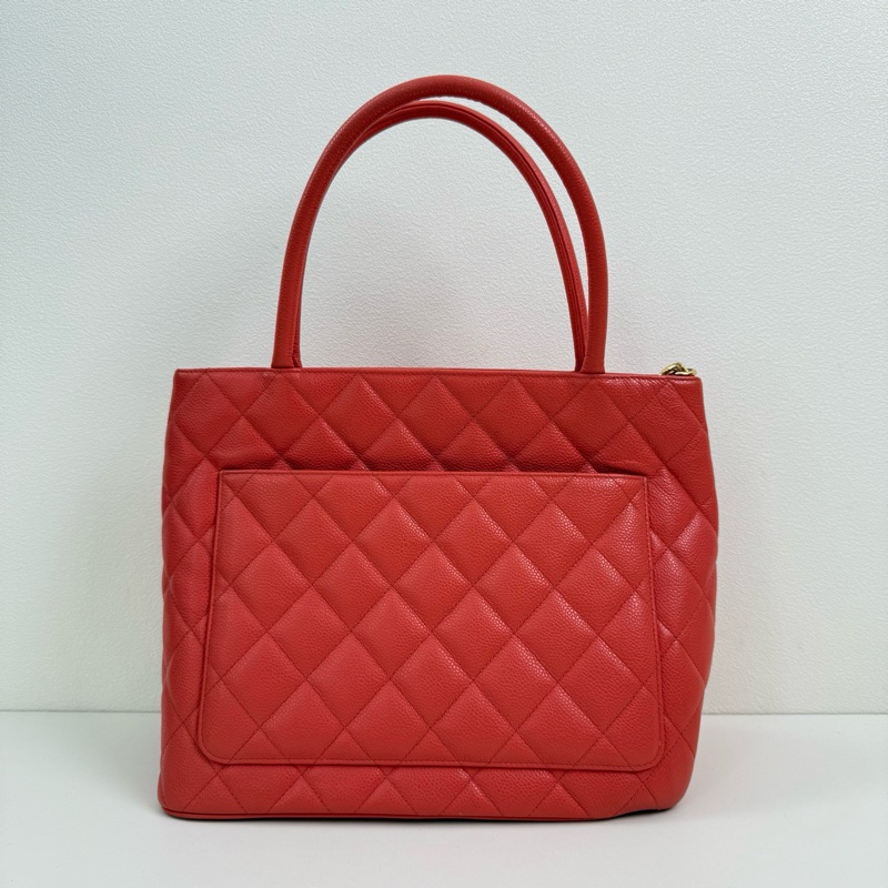 Chanel/香奈兒 紅色手提包 金扣-2