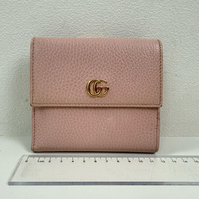 Gucci/古馳 淺粉色錢包 金扣-1