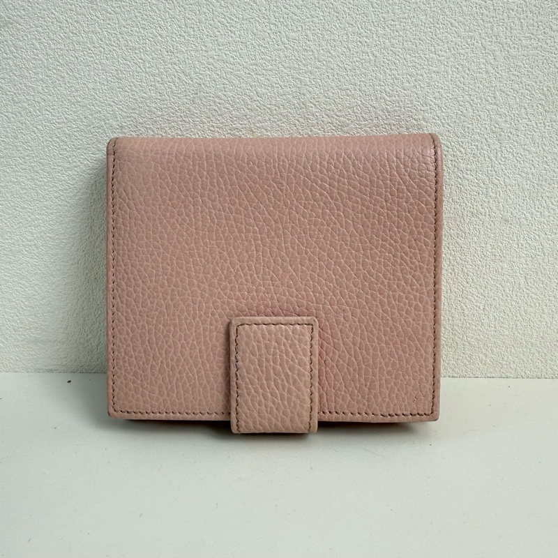 Gucci/古馳 淺粉色錢包 金扣-2
