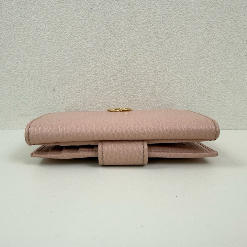 Gucci/古馳 淺粉色錢包 金扣-4