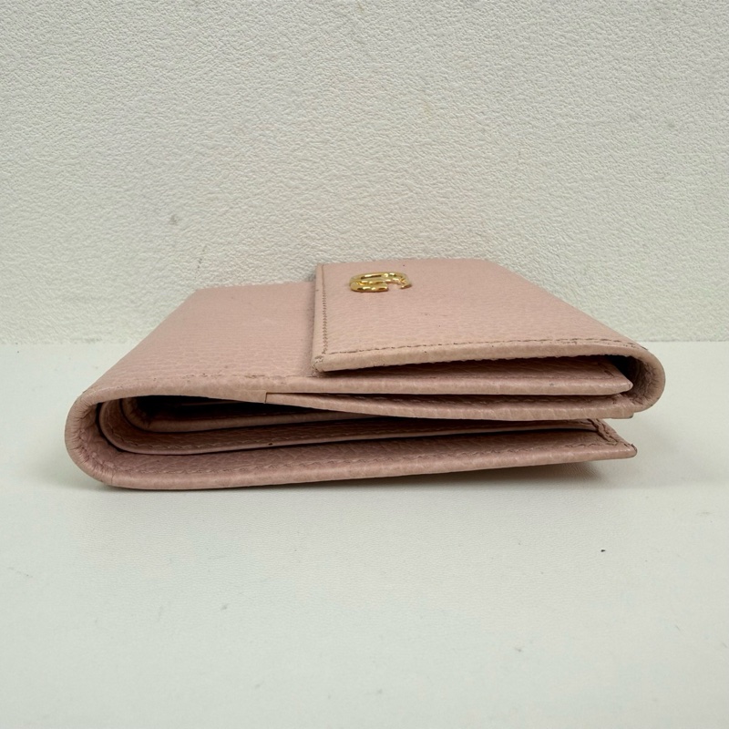 Gucci/古馳 淺粉色錢包 金扣-5