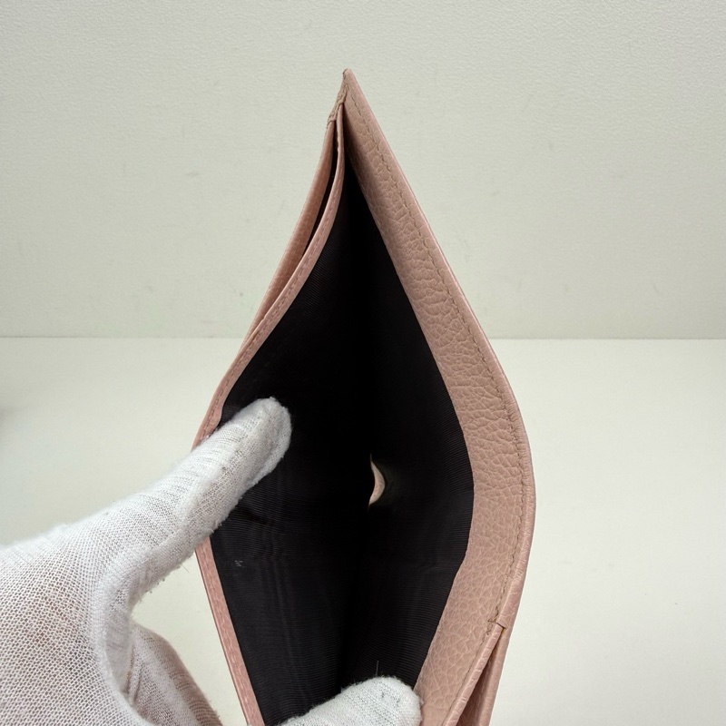 Gucci/古馳 淺粉色錢包 金扣-7