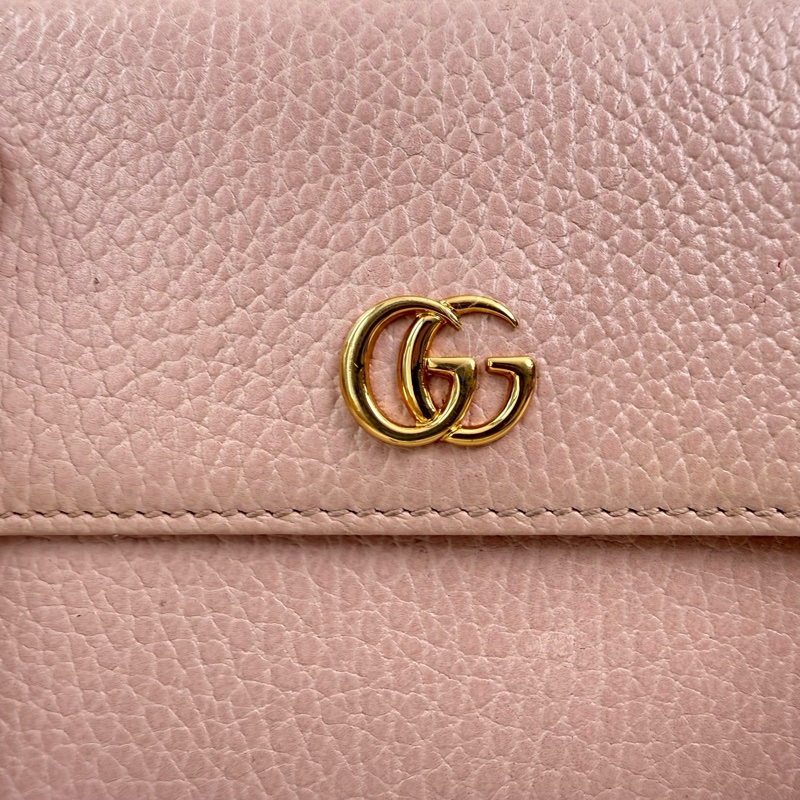 Gucci/古馳 淺粉色錢包 金扣-8