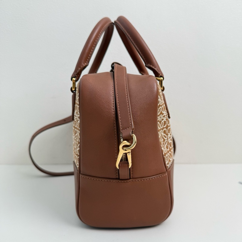 羅意威/Loewe 棕色提花斜挎包 金扣-3