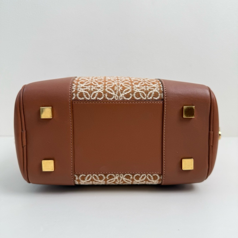 羅意威/Loewe 棕色提花斜挎包 金扣-5