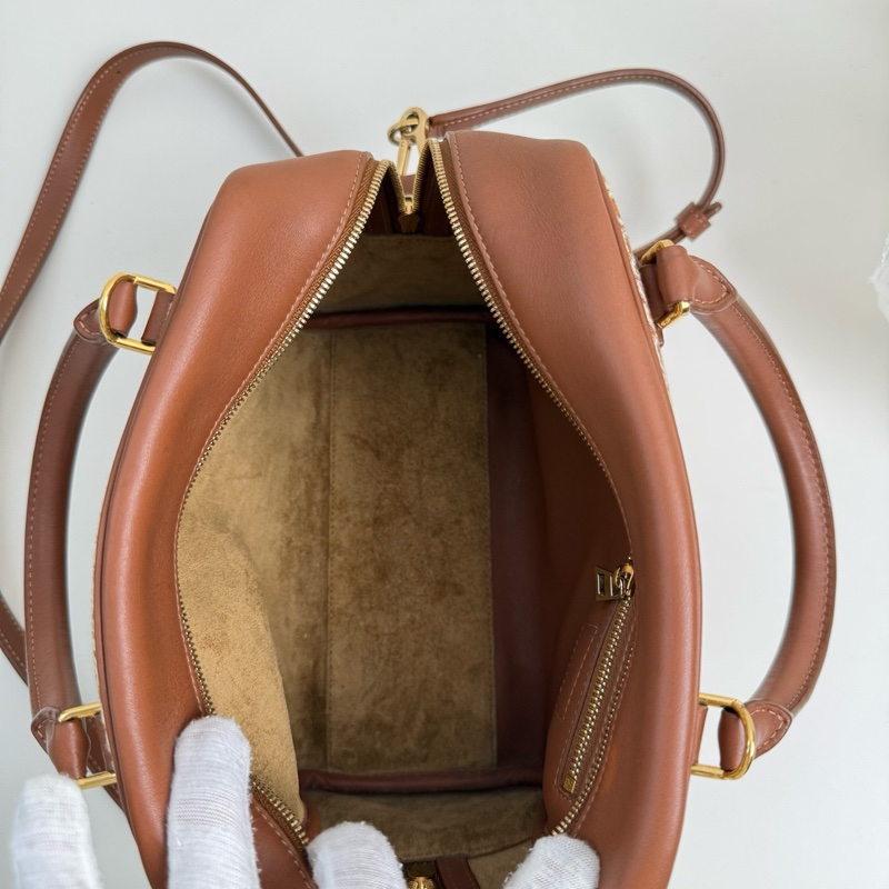 羅意威/Loewe 棕色提花斜挎包 金扣-6