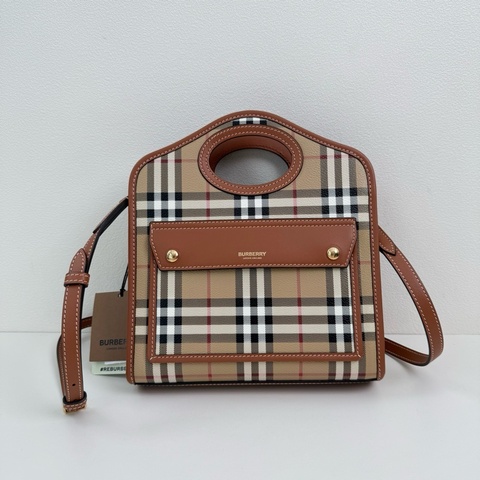 博柏利/Burberry 迷你 Pocket格紋手提斜挎包