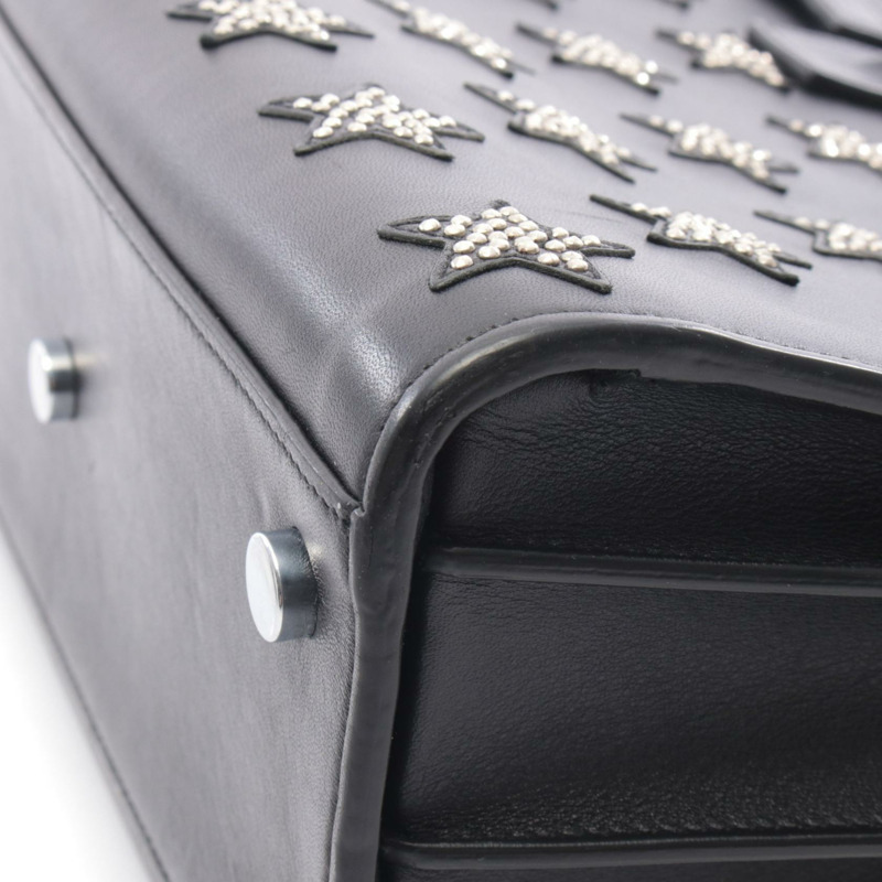 SAINT LAURENT PARIS Sac de Jour Baby 星形鉚釘手提包,黑色皮革,二手女款-6