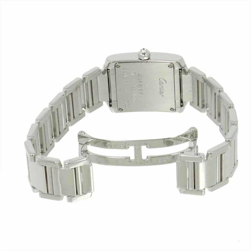 卡地亞 Tank Française SM WE1002S3 女士腕錶,鑲鑽錶圈,象牙色錶盤,18K 白金錶殼,石英機芯。-3