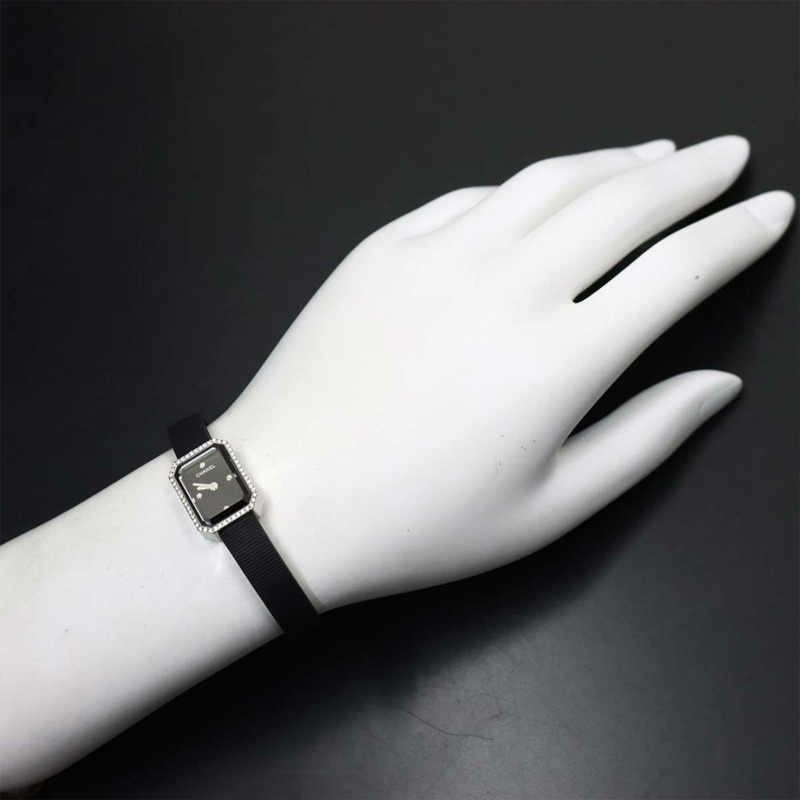 香奈兒 Premiere H2434 鑲鑽錶圈女錶,4 顆鑽石,黑色橡膠錶帶,石英錶-2