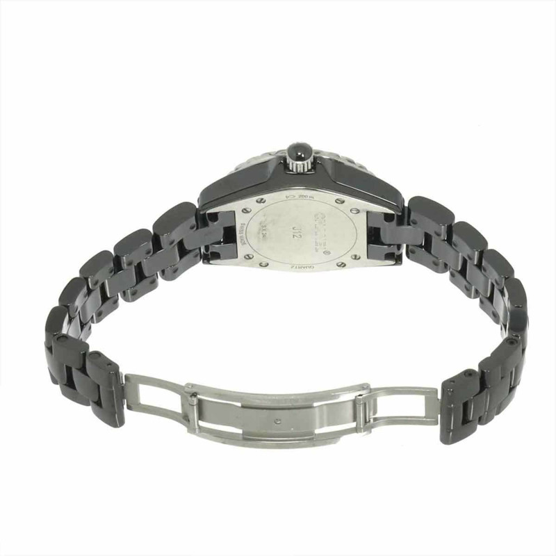 香奈兒 J12 33毫米 H1625 女士腕錶,鑲嵌12顆鑽石,日期顯示,黑色陶瓷石英錶-3