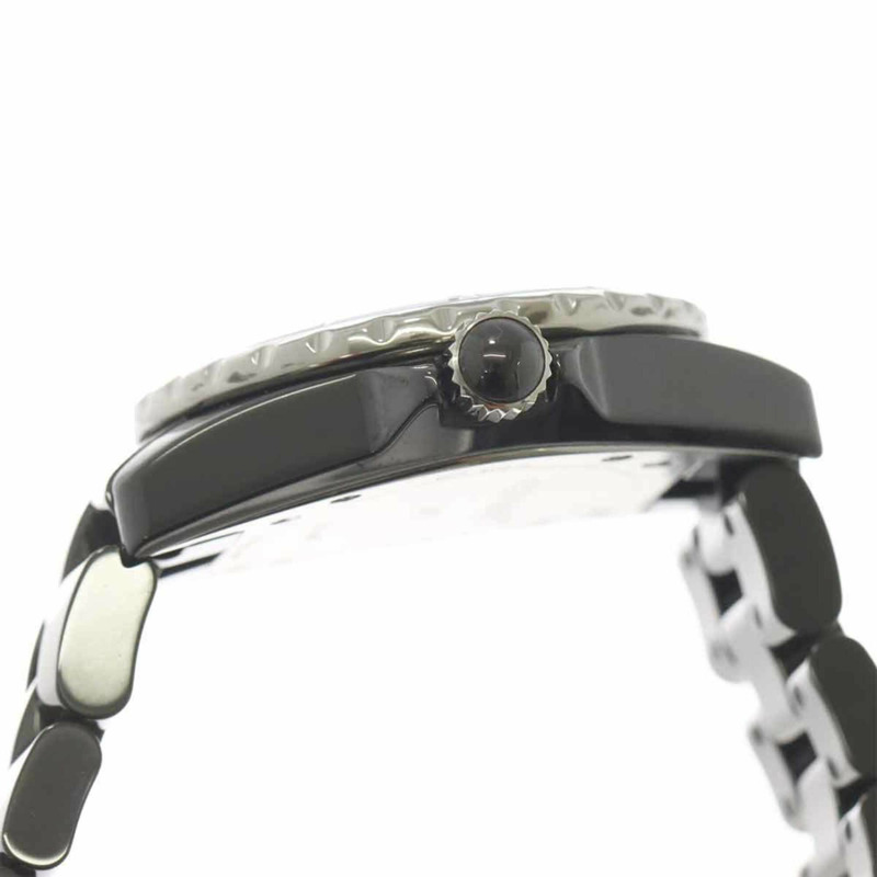 香奈兒 J12 33毫米 H1625 女士腕錶,鑲嵌12顆鑽石,日期顯示,黑色陶瓷石英錶-4