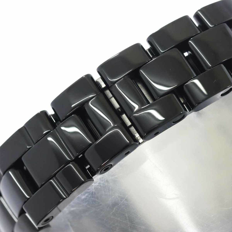 香奈兒 J12 33毫米 H1625 女士腕錶,鑲嵌12顆鑽石,日期顯示,黑色陶瓷石英錶-5