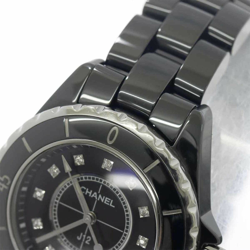 香奈兒 J12 33毫米 H1625 女士腕錶,鑲嵌12顆鑽石,日期顯示,黑色陶瓷石英錶-6